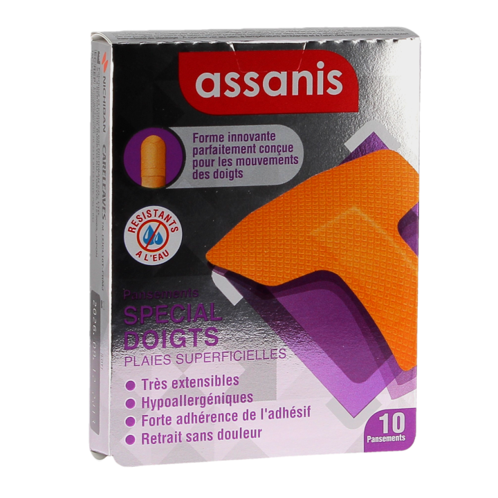 Pansements spécial doigts Assanis - boite de 10 pansements 