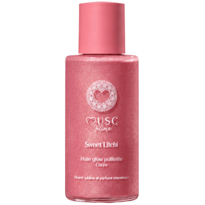 Huile glow pailletée sweet litchi Musc Intime - flacon de 100ml