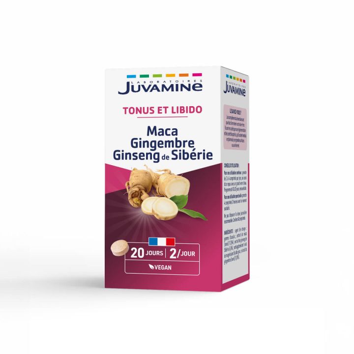 Maca Gingembre Ginseng Tonifiant sexuel Juvamine - boîte de 40 comprimés