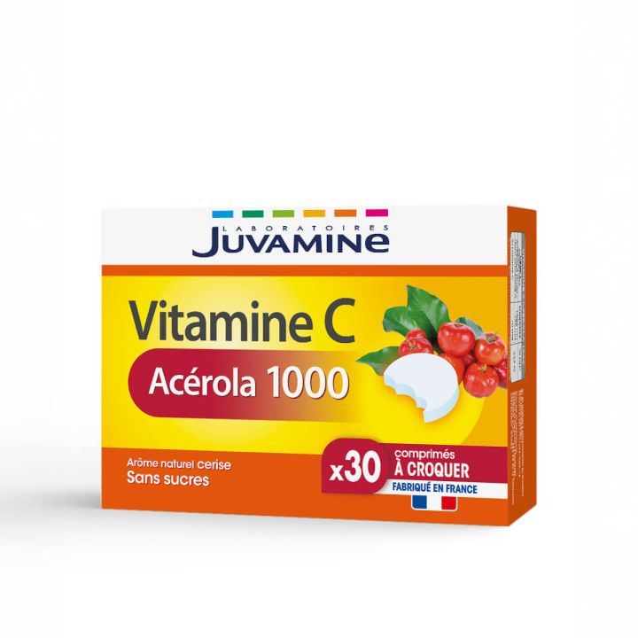 Vitamine C Acérola 1000 Juvamine - boîte de 30 comprimés à croquer 