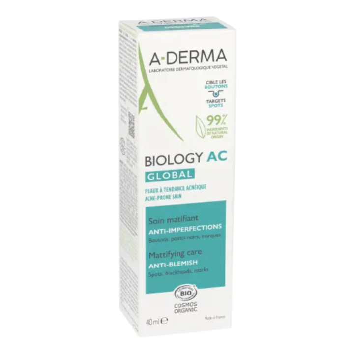 Biology ac global soin matifiant anti-imperfections A-derma - tube de 40ml