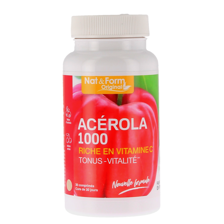 Acérola 1000 Nat&Form - pot de 30 comprimés