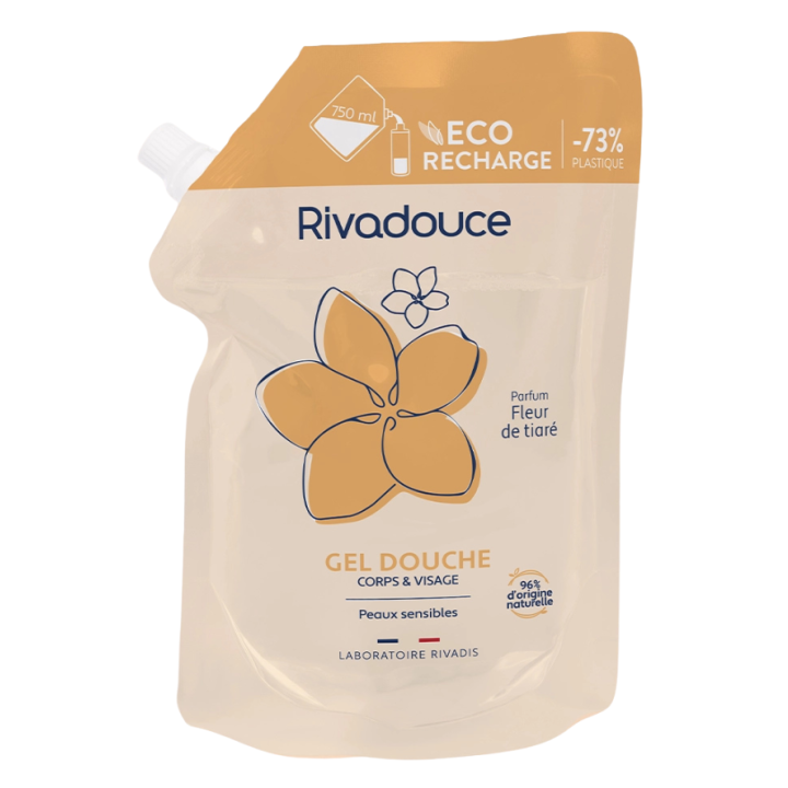 Gel douche fleur de tiaré Rivadouce - éco-recharge de 750ml 