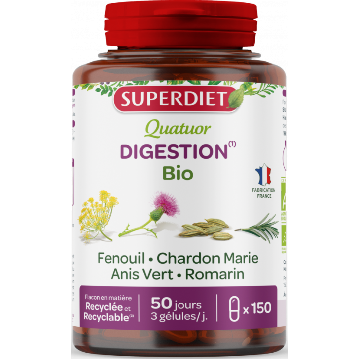 Quatuor digestion bio Super Diet - boite de 150 gélules