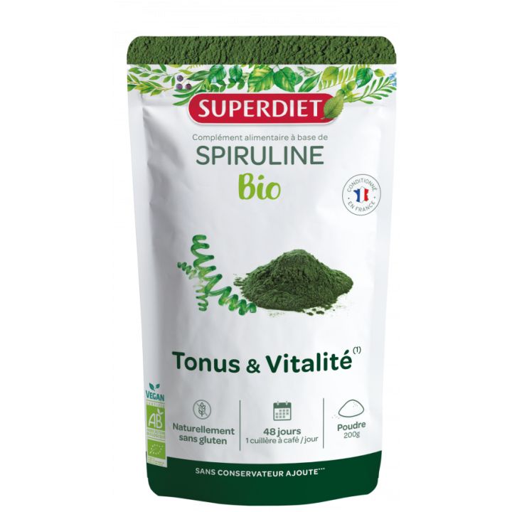 Spiruline bio poudre SuperDiet - sachet de 200g