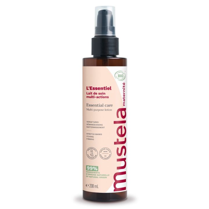 L'Essentiel Lait de soin multi-actions bio Mustela Maternité - flacon-pompe de 200 ml