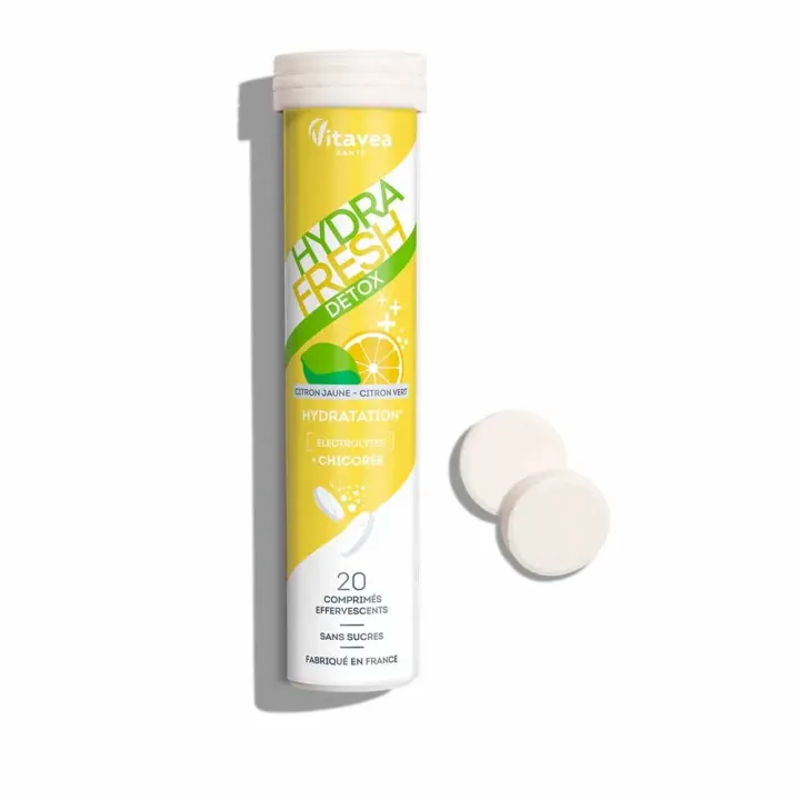 HydraFresh détox hydratation goût citron jaune/vert Vitavea - 20 comprimés effervescents 