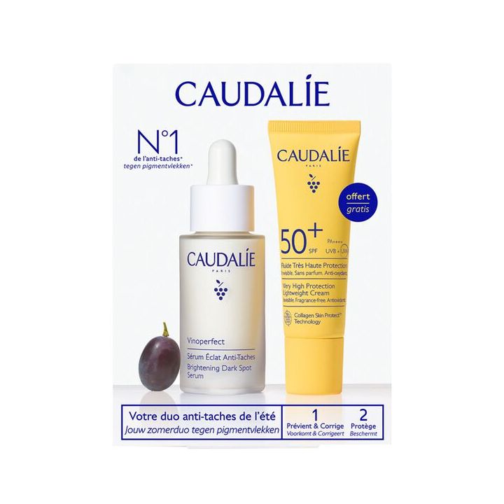 Coffret anti-taches de l'été sérum vinoperfect + fluide très haute protection solaire Caudalie - coffret de 2 produits