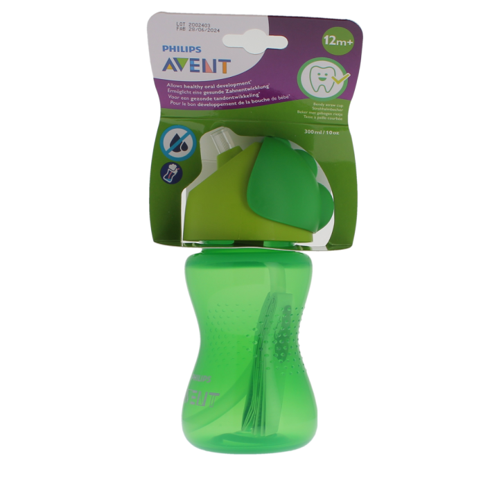 Avent tasse avec paille verte 12 mois et + Philips - tasse de 300ml