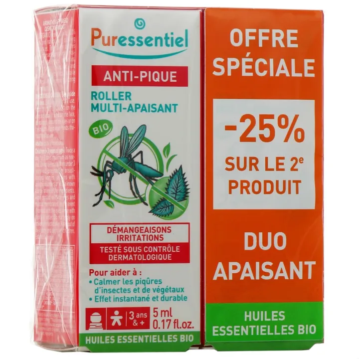 Anti-pique roller multi-apaisant Puressentiel - lot de 2 roll-on offre spéciale