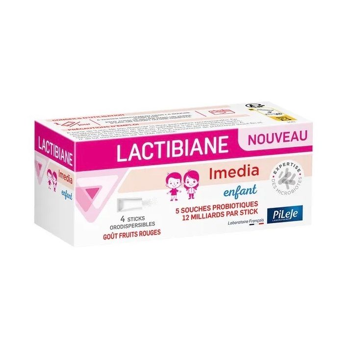 Lactibiane media enfant goût fruits rouges Pileje - boîte de 4 sticks orodispersibles