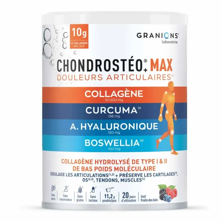 Chondrostéo+ Max douleurs articulaires goût des fruits des bois Granions - pot de 226g