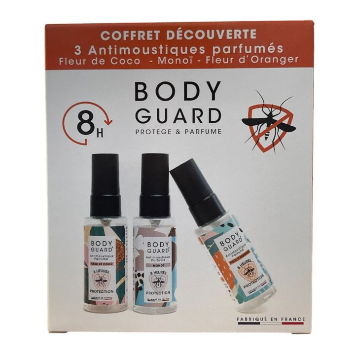 Anti-moustiques parfumés Coffret découverte Fleur de coco, Monoï et Fleur d'oranger Bodyguard - lot de 3 spray de 50ml