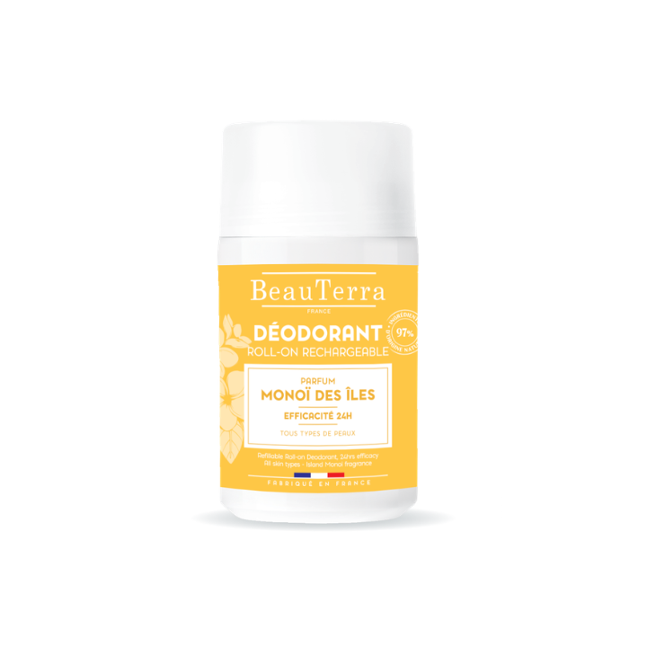 Déodorant Monoï des îles roll-on rechargeable Beauterra - 50ml