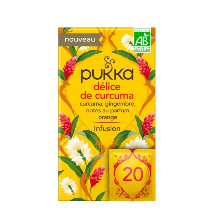 Tisane délice de Curcuma bio Pukka - boîte de 20 sachets