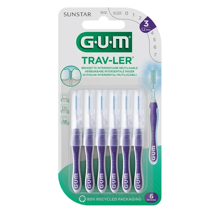 Brossette interdentaire Sunstar Trav-ler 1.2 mm Gum - 6 brossettes