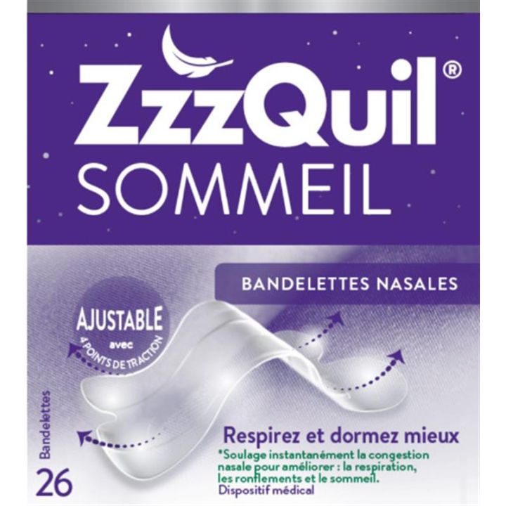 ZzzQuil Sommeil bandelettes nasales - boîte de 26 bandelettes