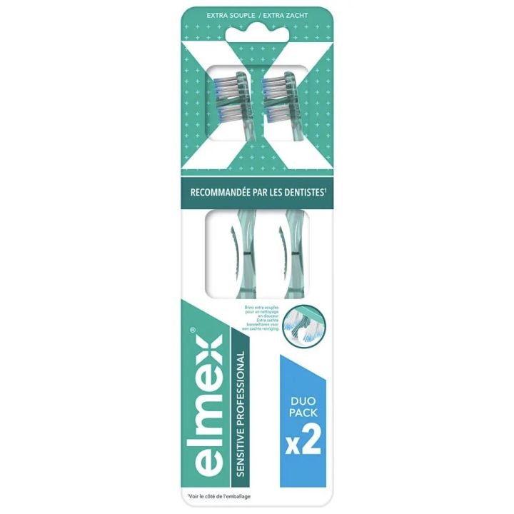 Brosse à dents sensitive professional extra souple Elmex - lot de 2 brosses à dents