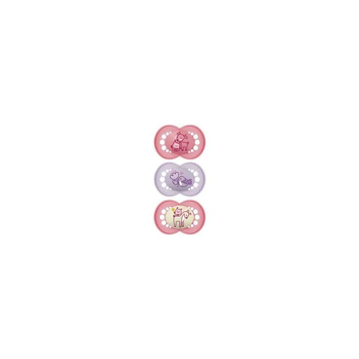 Sucette anatomique Original jour/nuit 18 mois+ rose Mam - lot de 3 sucettes