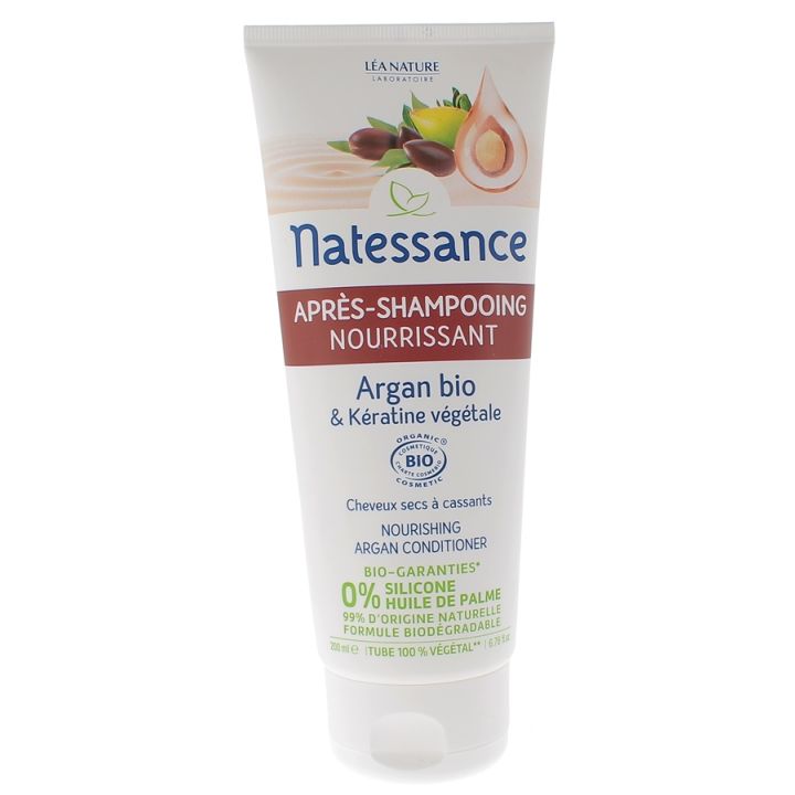 Après-shampooing Argan & kératine végétale Natessance - tube de 200 ml