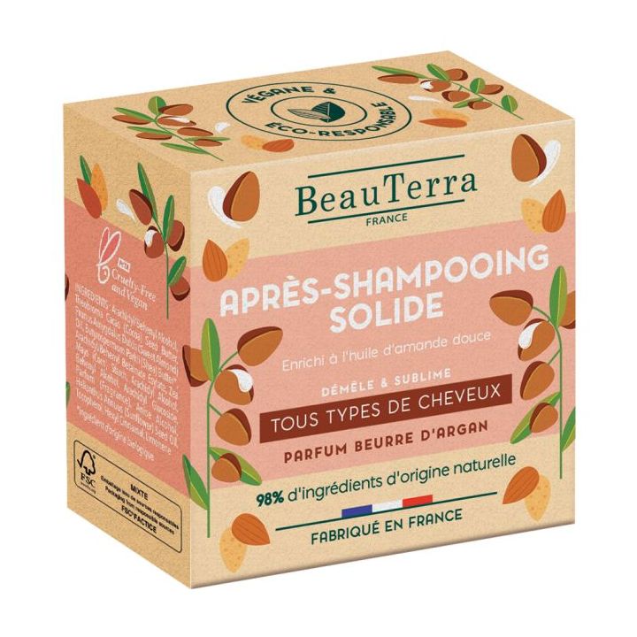 Après-shampooing solide tous types de cheveux Beauterra - shampoing de 50g