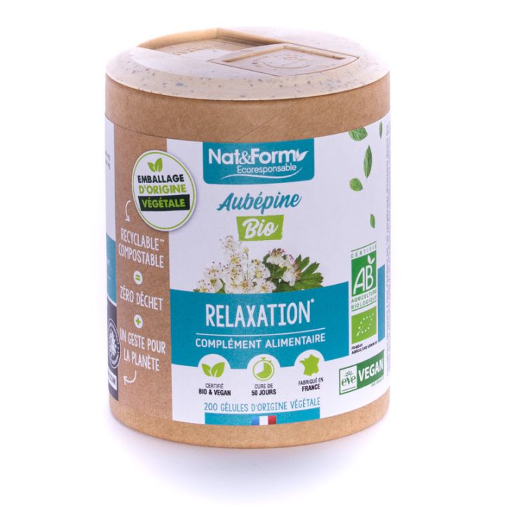 Aubépine Bio Ecoresponsable Nat&Form - boite de 200 gélules