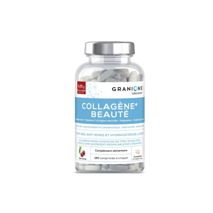 Collagène+ beauté goût cerise Granions - pot de 120 comprimés