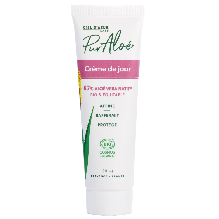 Crème de jour 67% Aloe vera Bio Pur Aloé - tube de 50 ml