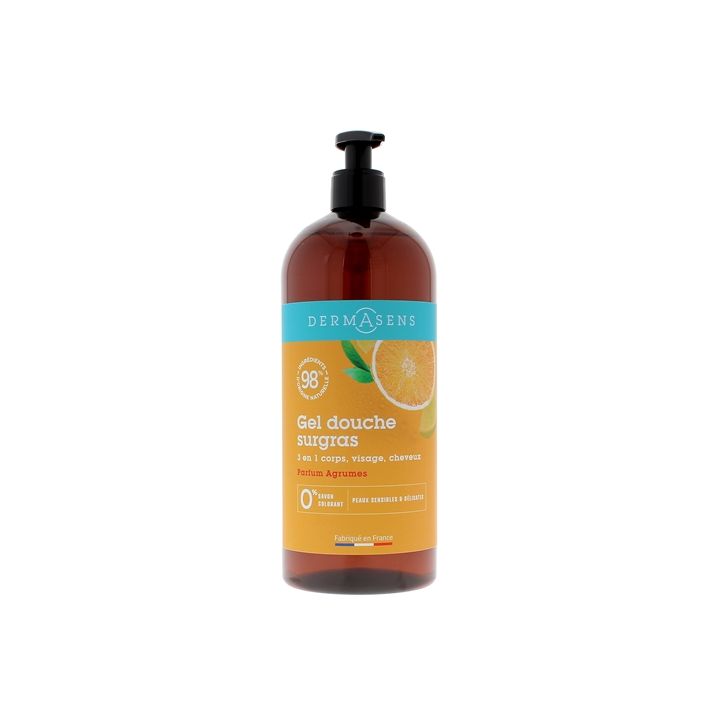 Dermasens gel douche surgras parfum agrumes Marque Verte - flacon pompe de 1L