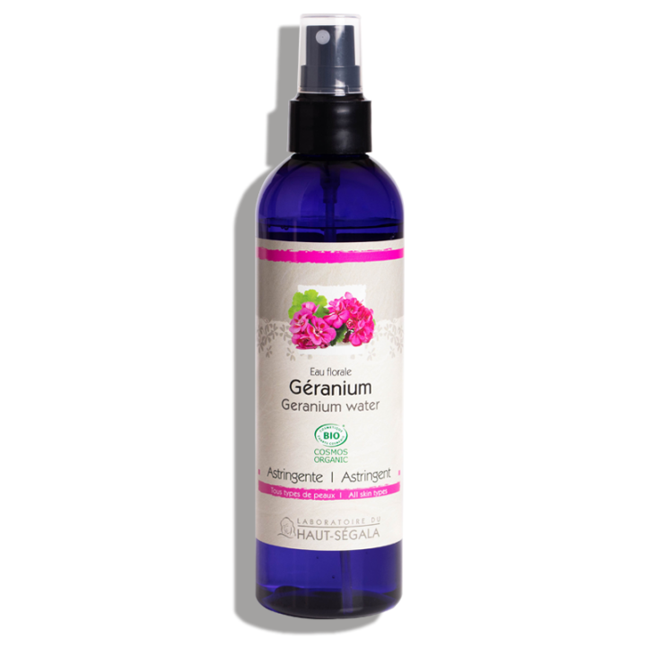 Eau florale géranium bio Haut-Ségala - flacon de 250ml