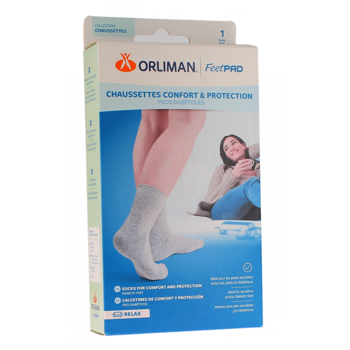 FeetPAD chaussettes confort et protection pieds diabétiques mixte Orliman - une paire