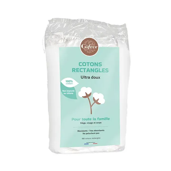 Cotons rectangles ultra doux Gifrer - 180 cotons