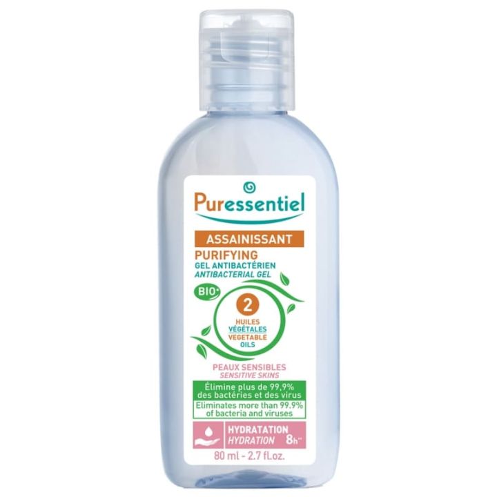 Gel antibactérien Assainissant Peaux Sensibles aux 2 huiles végétales Puressentiel - flacon de 80ml