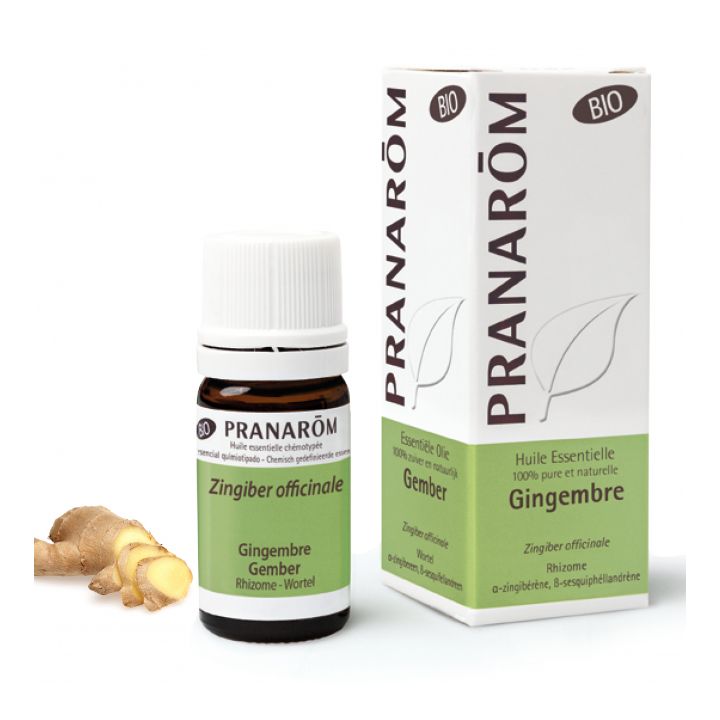 Huile essentielle de gingembre bio Pranarôm - flacon de 5 ml