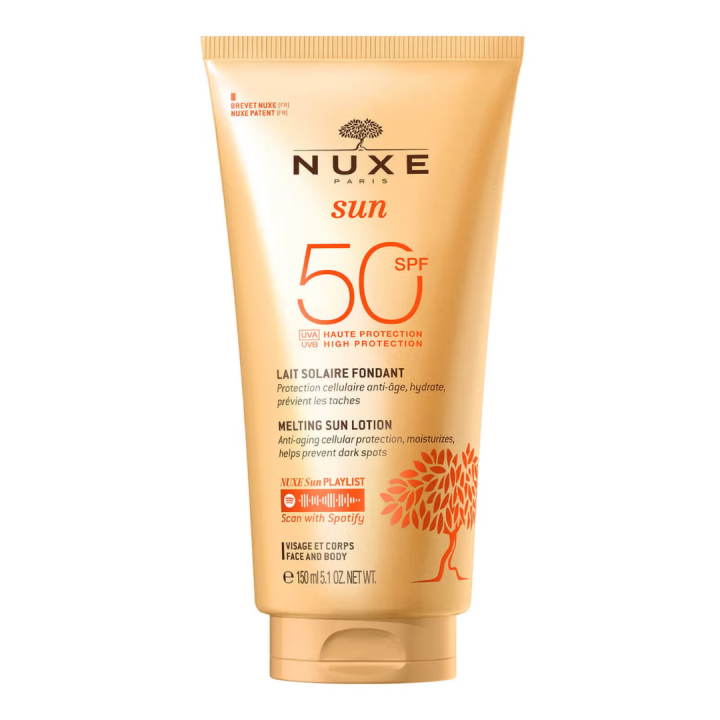 Lait solaire haute protection SPF 50 visage et corps Nuxe - tube de 150ml