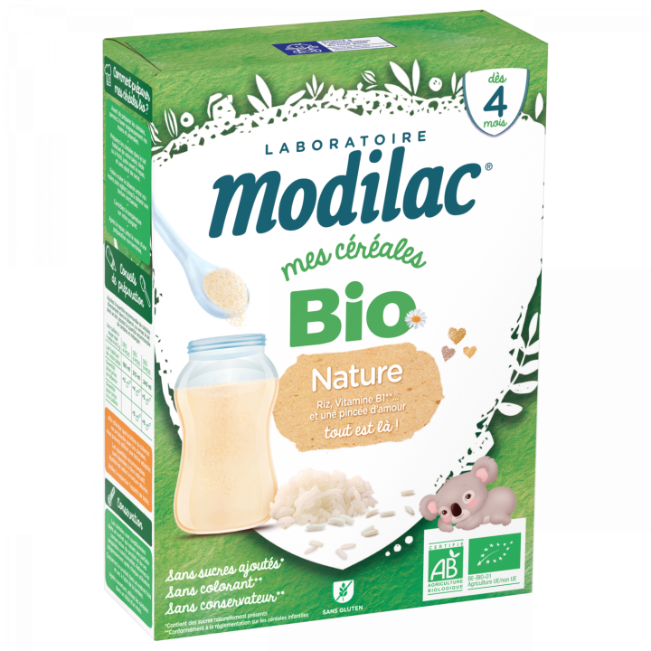 Mes céréales bio dès 4 mois Nature Modilac - boîte de 250 g