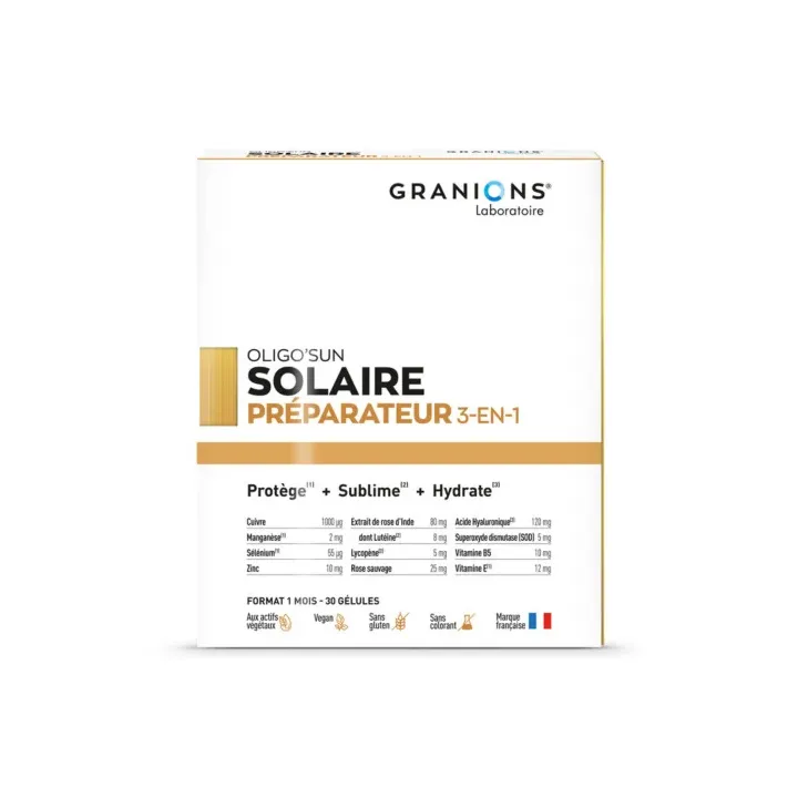 Oligo'sun solaire préparateur 3-en-1 Granions - boite de 30 gélules