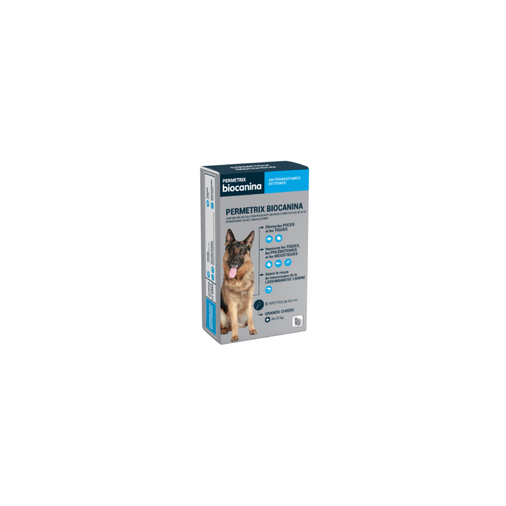 Permetrix solution pour spot-on grand chien Biocanina - boite de 3 pipettes de 0,4ml