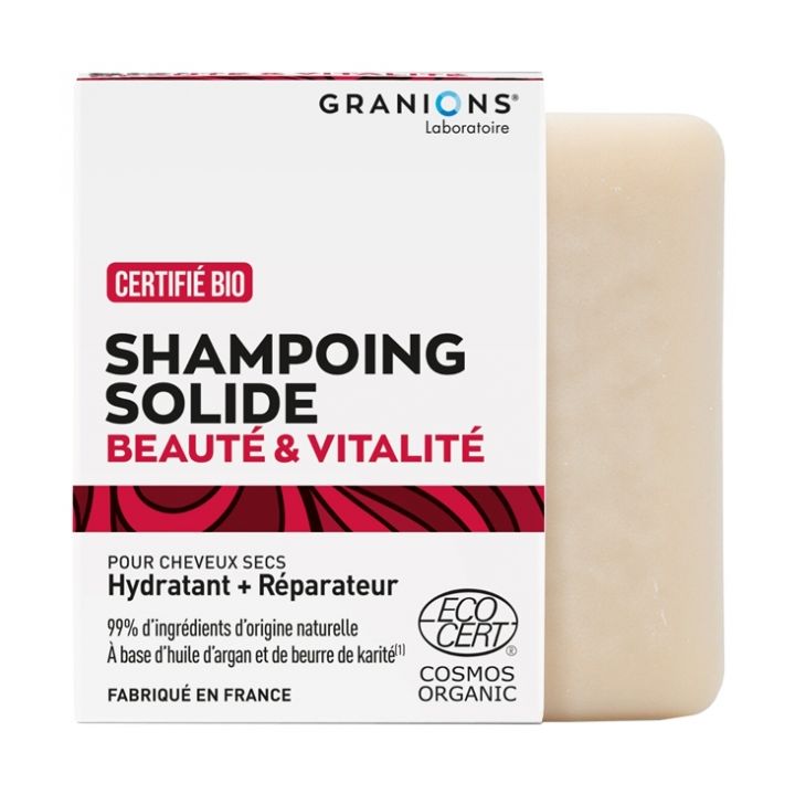 Shampoing solide beauté & vitalité bio Granions - pain de 80 g