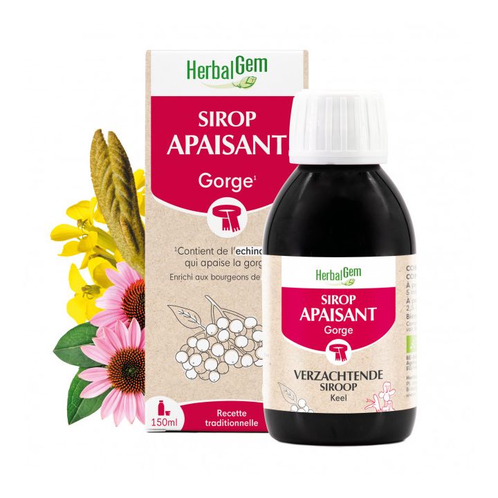 Sirop apaisant gorge bio Herbalgem - flacon de 150 ml
