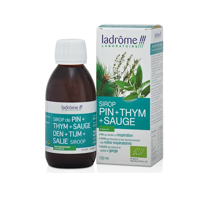 Sirop de pin thym et sauge bio Ladrôme - flacon de 150ml