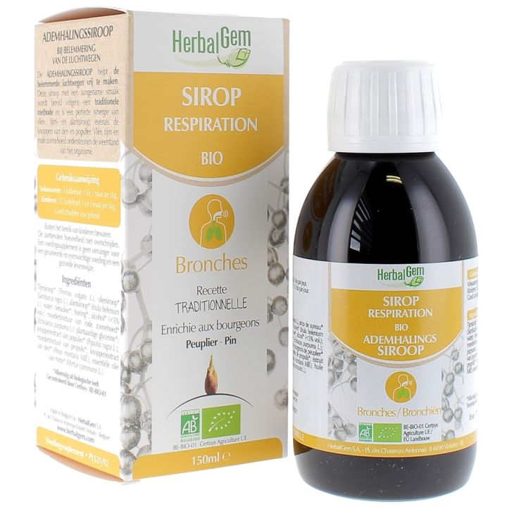 Sirop pour la respiration bio Herbalgem - flacon de 150 ml