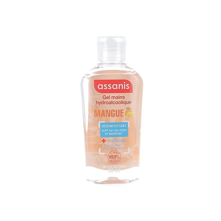 Gel mains hydroalcoolique pocket parfum Mangue Assanis - flacon 80ml
