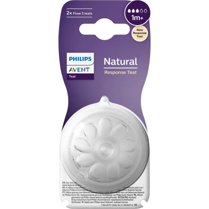 Natural Response Tétine natural 2 trous débit lent 1 mois + Avent - 2 tétines