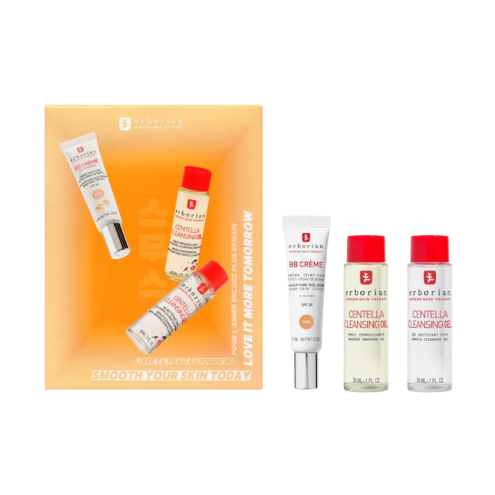 Smooth your skin today BB crème x Centella cleansing duo doré Erborian - coffret de 3 produits 
