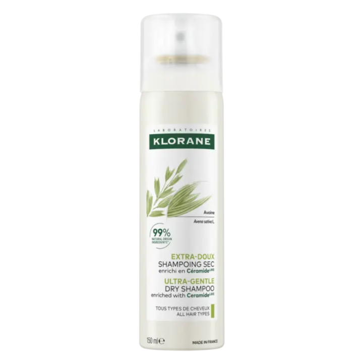 Shampoing sec extra-doux à l'avoine et céramide Klorane - spray de 150ml