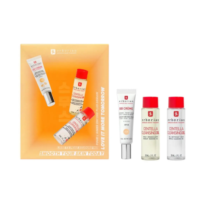 Smooth your skin today BB crème x Centella cleansing duo nude Erborian - coffret de 3 produits 