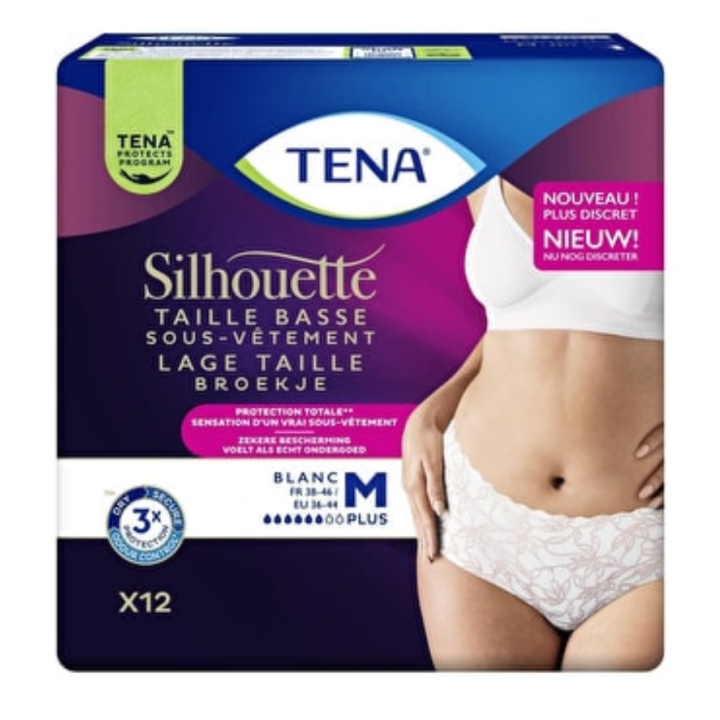 Silhouette plus slips absorbants taille M basse blanc Tena - sachet de 12 slips