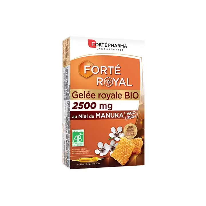 Forté Royal gelée royale BIO 2500mg Forté Pharma - 10 ampoules de 15ml