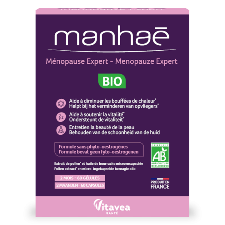 Manhaé Ménopause expert bio Vitavea - boîte de 60 gélules